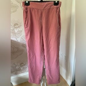 J. Crew pink velvet pull-on ankle pants, size 0
